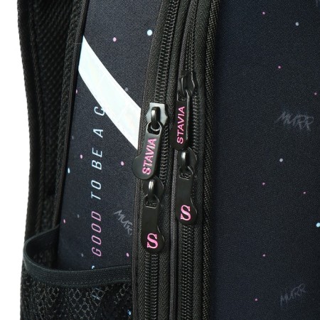 School backpack 38 x 30 x 16 cm, ergonomic back, stavia "cat", black-9