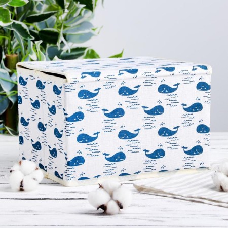 Stellyer box for storage with a lid "Whales", 25 × 20 × 17 cm, white color-1