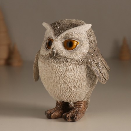 Souvenir Polystone "Funned Owl" 9.5x6.6x11.5 cm-3