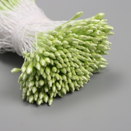 Stamens for artificial flowers gloss "risinki" light green set 360 pcs length 6 cm-2