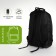 Young backpack from textiles with a zipper, 4 pockets, black/green color