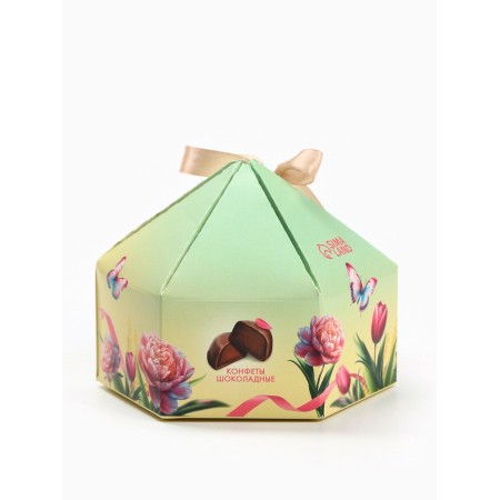 Gift sweets "Happy Spring" in a boxing box with a bow, 200 g-2