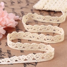 Knitted lace, 13 mm × 15 ± 1 m, beige color