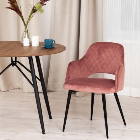 Valkyria Mod chair. 711 fabric /metal, 55x55x80cm, coral 15 /black-6