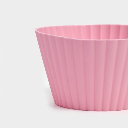 Baking shape of the share "Circle. RIB ", silicone, 10.5 × 6 cm, pink color