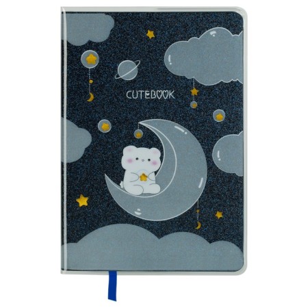 Note book A5 80 sheets in a line, light, leatherette, Meshu "Cutestar", removable plastic cover with design, panton, whitewash, block offset-1