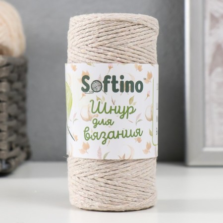 Knitting cord 100% cotton, width 1mm 100m 80g "Dairy" 10x4.2x4.2 cm