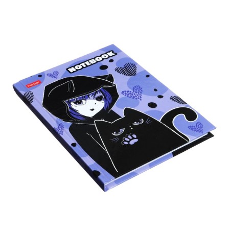 Notebook, A6, 80 sheets, in a cage, "I and my cat", a solid cover, glossy lamination, an offset block 60g/m2-1