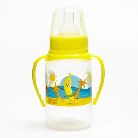 A bottle of feeding "Fruit Beach", classic throat, 150 ml., 0 months, cylinder, with handles-1