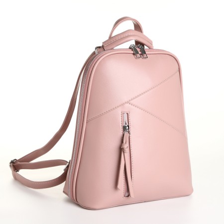 City backpack of artificial leather with lightning, pink color