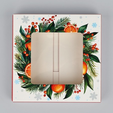 Chocolate box "New Year's sweets", with a window, 10.2 x 1.4 x 10.2 cm, New Year-1