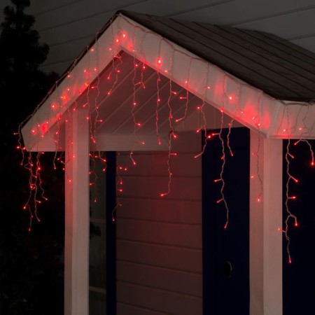 Garland "fringe" 3 × 0.6 m, IP44, UMS, transparent thread, 160 LED, red glow, 220 V