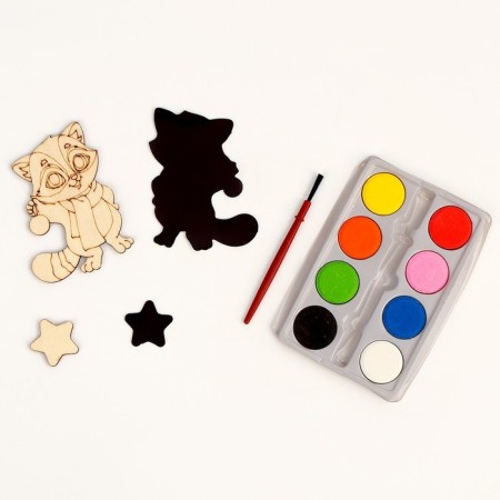 New Year's painting on wood. Magnetic set "New Year! Forest animals "-2