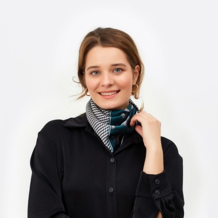 Women's scarf minku rr 70*70 cm, green color-3