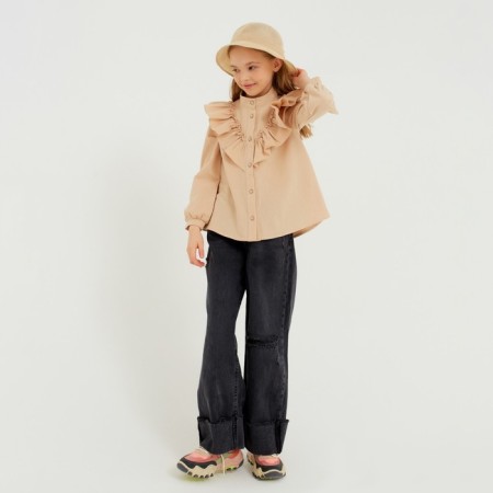 Hat for Minaku girl with a bow, milk color, rr 50-52-2