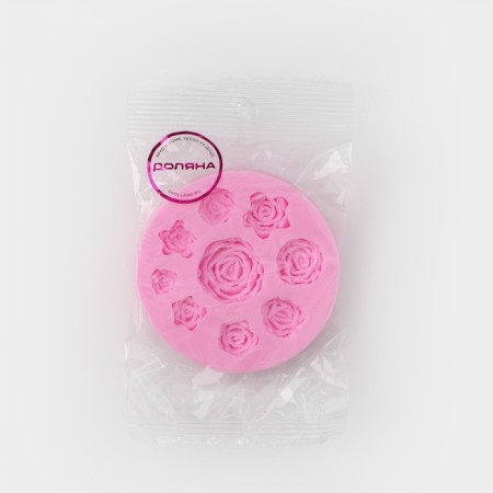 Mold Dolyana "Rose Cycle", silicone, d = 8 cm, pink color-4