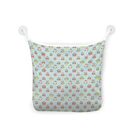 Organizer in a bath on suction cups "New Year's owls", for storing toys and trifles, size 33x39 cm-2