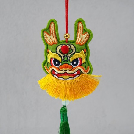Suspension-Sasha Textile "Dragon" Green 2x7.5x24 cm-3