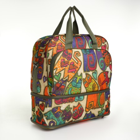 Board Road on a zipper, with an increase, an external pocket, a suitcase holder, a long belt, beige color/multi -colored color-2