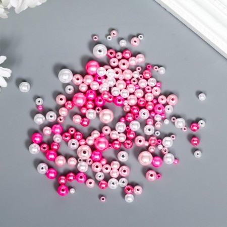 Beads for creativity plastic "Round. Assorted pink" d = 3-8 mm, set 10 grams