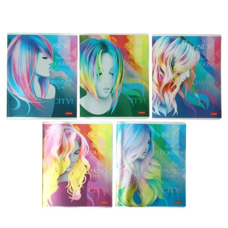 Notebook of 48 sheets in the cage "Bright curls", cover of metallized cardboard, selective varnish, block 65 g/m2, mix