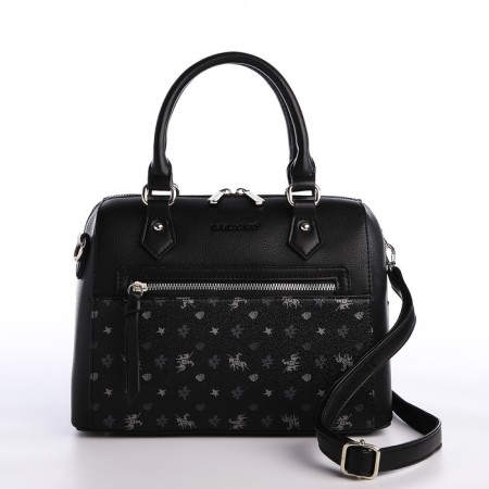 Women's bag on the zipper David Jones, 2 external pockets, black color