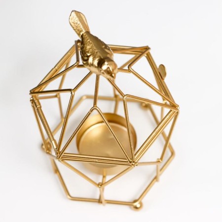 Summary Metal for 1 candle "Golden Fon cell with a bird" 14x9x9 cm-3