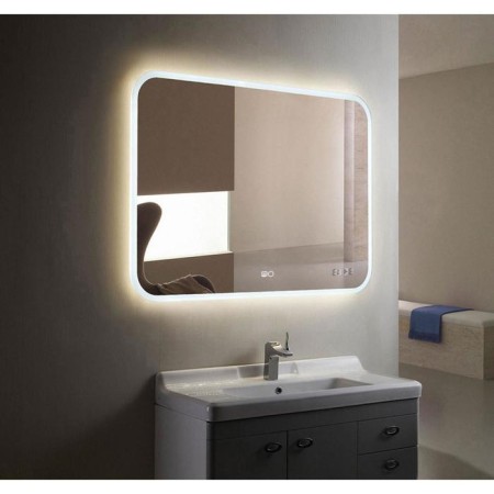 Mirror with Doratiz LED backlighting "Eva", 800x680 mm, heating, clock, sensory switch, dimmer