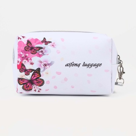 Cosmetic bag with lightning, white/pink color-1