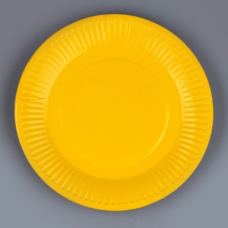 Disposable plate plate plain plain, yellow 18 cm, set 10 pieces-1