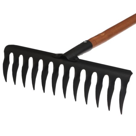 Robbeis straight, twisted tooth, 12 tooths, metal, wooden stalk, Greengo-1