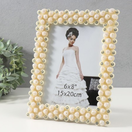 Photo frame 1131 15x20 cm "Pearls" plastic, col. lactic-1