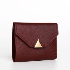 Women's wallet on the button, burgundy color