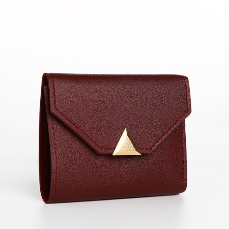 Women's wallet on the button, burgundy color