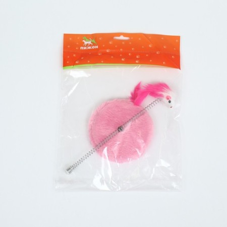 Dear for cats on a spring with a mouse (5 cm), 10.5 x 23 cm, pink-3