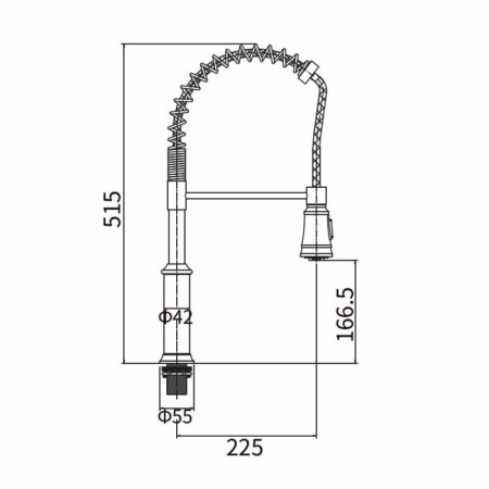 Fashun A56008 kitchen mixer, single -leaf, flexible surge, stainless steel, satin-1