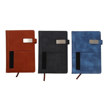 The diary is low, the PVC cover, A5 format, 140 sheets in a cage, with a knife, with a pocket, mix