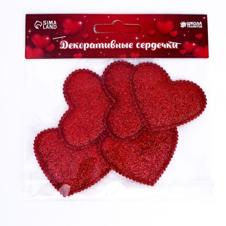 Decorative hearts, set 5 pcs., Size 1 pcs: 5.3 × 5 cm, red color-2