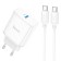 Network charger Hoco C104A, 1 Type-C, Type-C cable-Type-C, 1 m, white