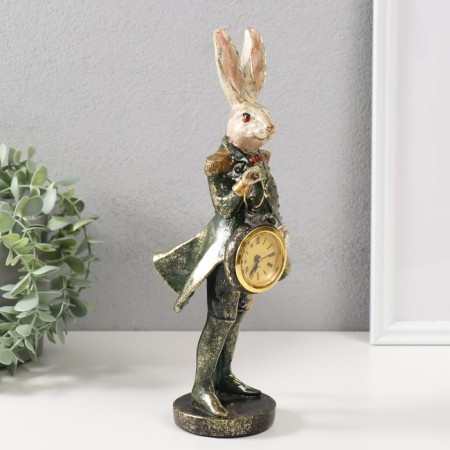 Polystone souvenir with the clock "Hare in the military camisole" 9.5x12x30 cm-1