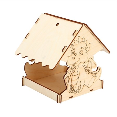 DIY wood feeder "New Year's Dragon", 14.5 × 14.5 × 17.5 cm, Greengo-10