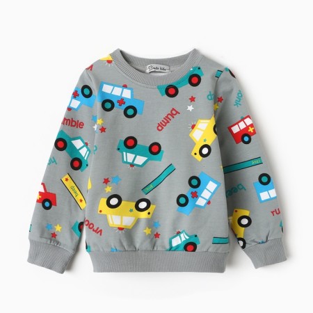 Set for a boy (sweatshirt, trousers), gray color, height 86 cm-1