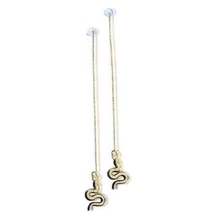 Earrings hanging "chains" snakes, color gold, 11 cm-4