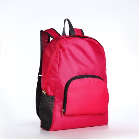 Folding backpack, lightning department, external pocket, 2 side pockets, raspberry color-2