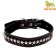 Leather collar on synthetic winterizer "Hedgehog", 69 x 3.6 cm, Osh 45-60 cm, black