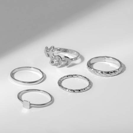 Ring set 5 pieces "perfect fingers" is light, white color in silver-1
