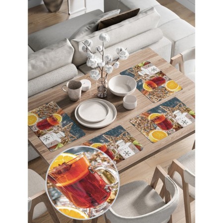 A set of napkins for setting the table “The mood to warm up”, rectangular, rounded edges, size 30x46 cm, 4 pcs-1
