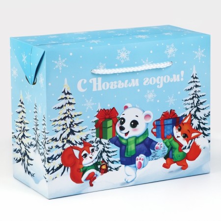Package - Box "Happy New Year", animals, 23 x 18 x 11 cm, new year-1