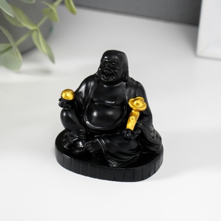 NECKE Polystone "Hothee with Golden Wand of Joua" Black 4x5x5.5 cm-4
