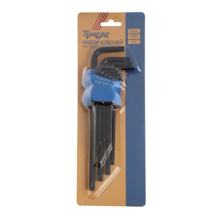 Набор ключей ТУНДРА black, TORX Tamper, экстрадлинные, CrV, TT10 - TT50, 9 шт.-3